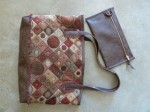 Leather Waves Tote in tapestry and “no-animal leather”