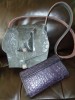 Teardrop Shoulder Bag in Grey Distressed Leather